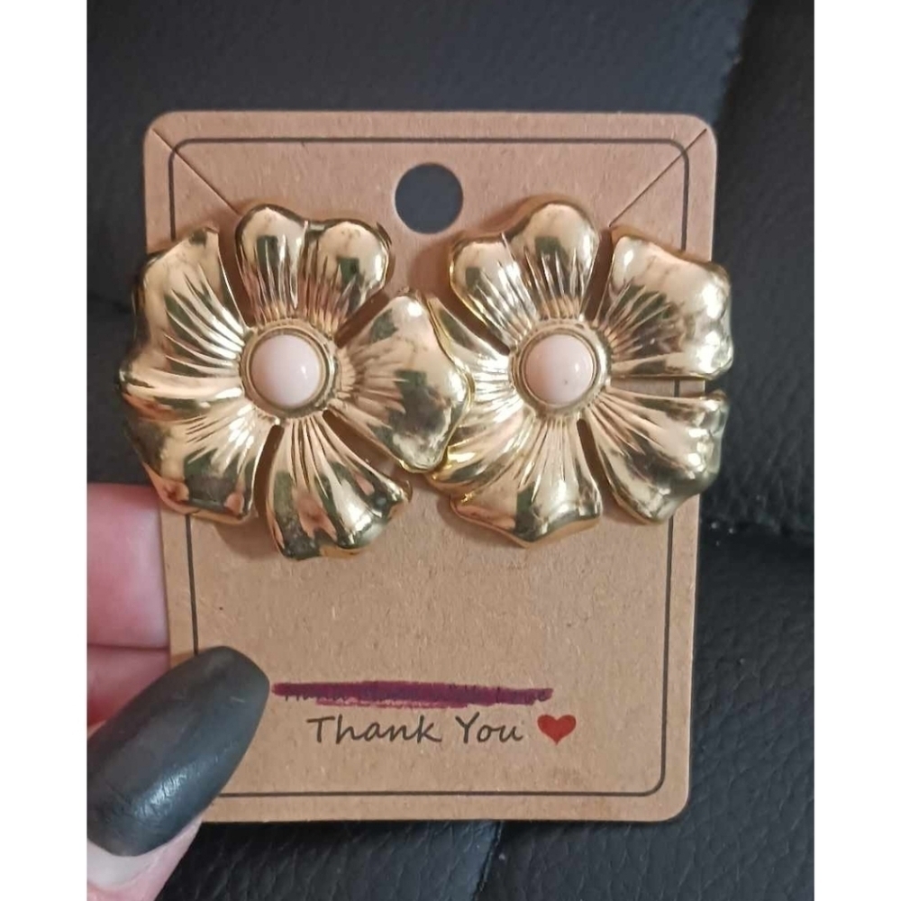 Gold flower earrings costume
